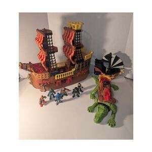 Vintage Action Figure Collectible Fisher Price Imaginext Pirate Ship Alligator
